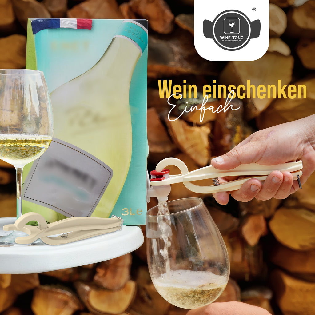 Wine Tong® ECO Weiß | Zange zum Ausschenken von Wein aus Bag-in-Box-Behältern