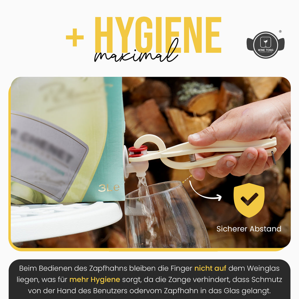 Wine Tong® ECO Weiß | Zange zum Ausschenken von Wein aus Bag-in-Box-Behältern