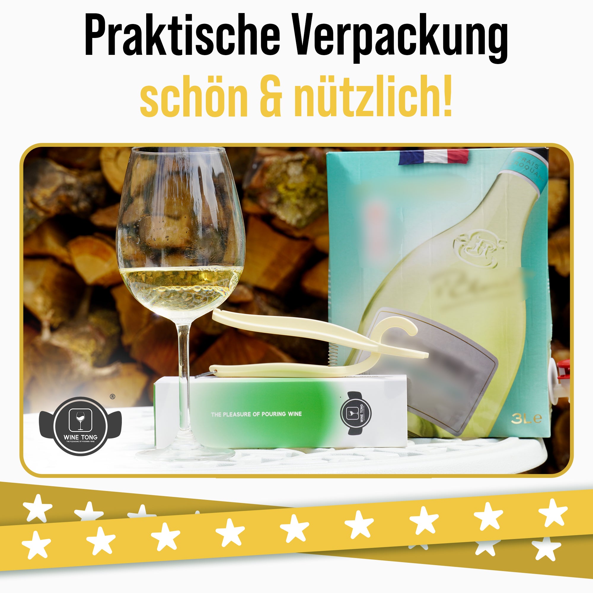 Wine Tong® ECO Weiß | Zange zum Ausschenken von Wein aus Bag-in-Box-Behältern