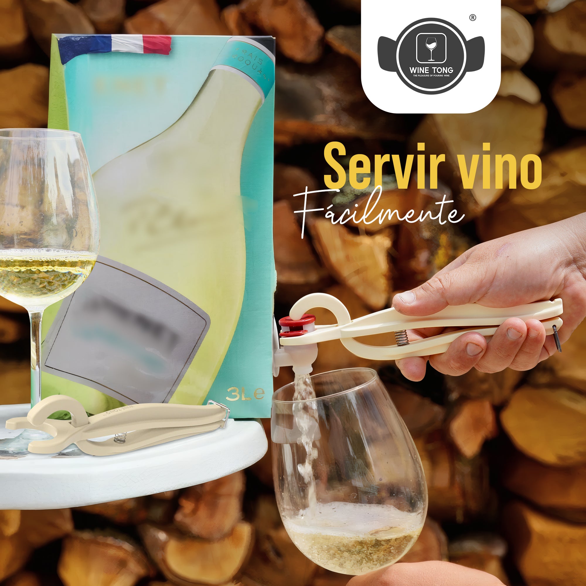 Wine Tong® ECO Burdeos | Pinza para servir vino desde un envase Bag in Box