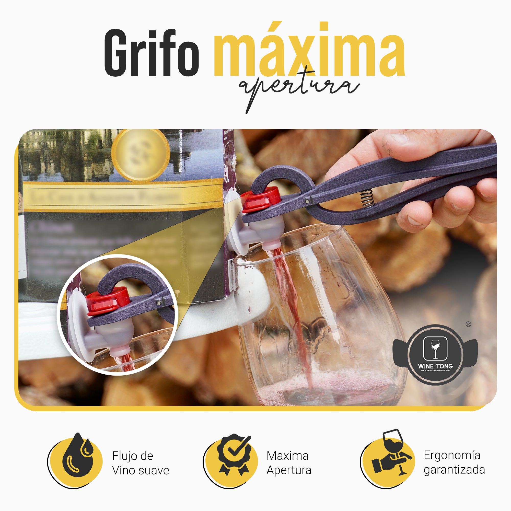 Wine Tong® ECO Marfil | Pinza para servir vino desde un envase Bag in Box
