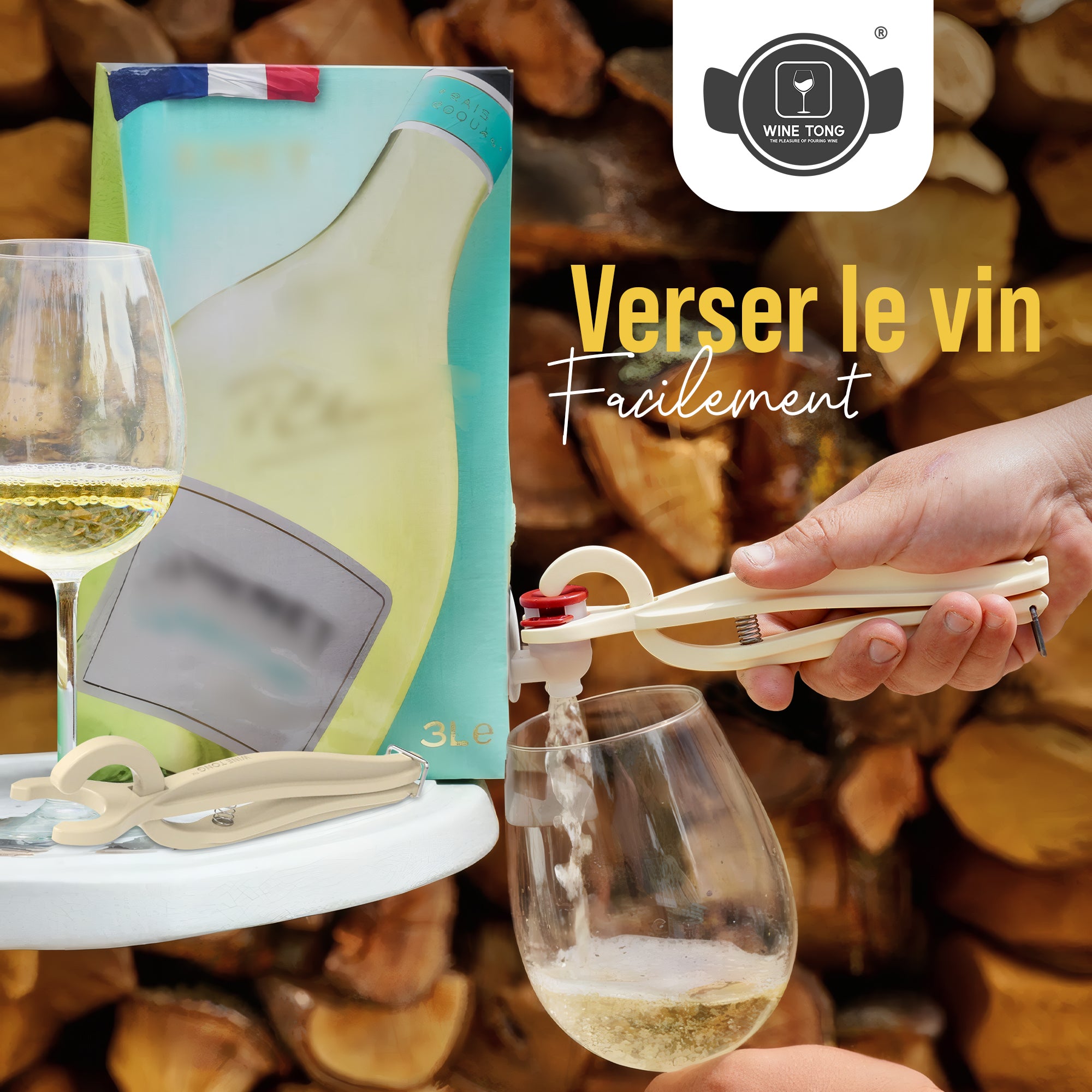 Wine Tong® ECO Noir | Pinces pour servir le vin en Cubi de Vin ou en Bag in Box