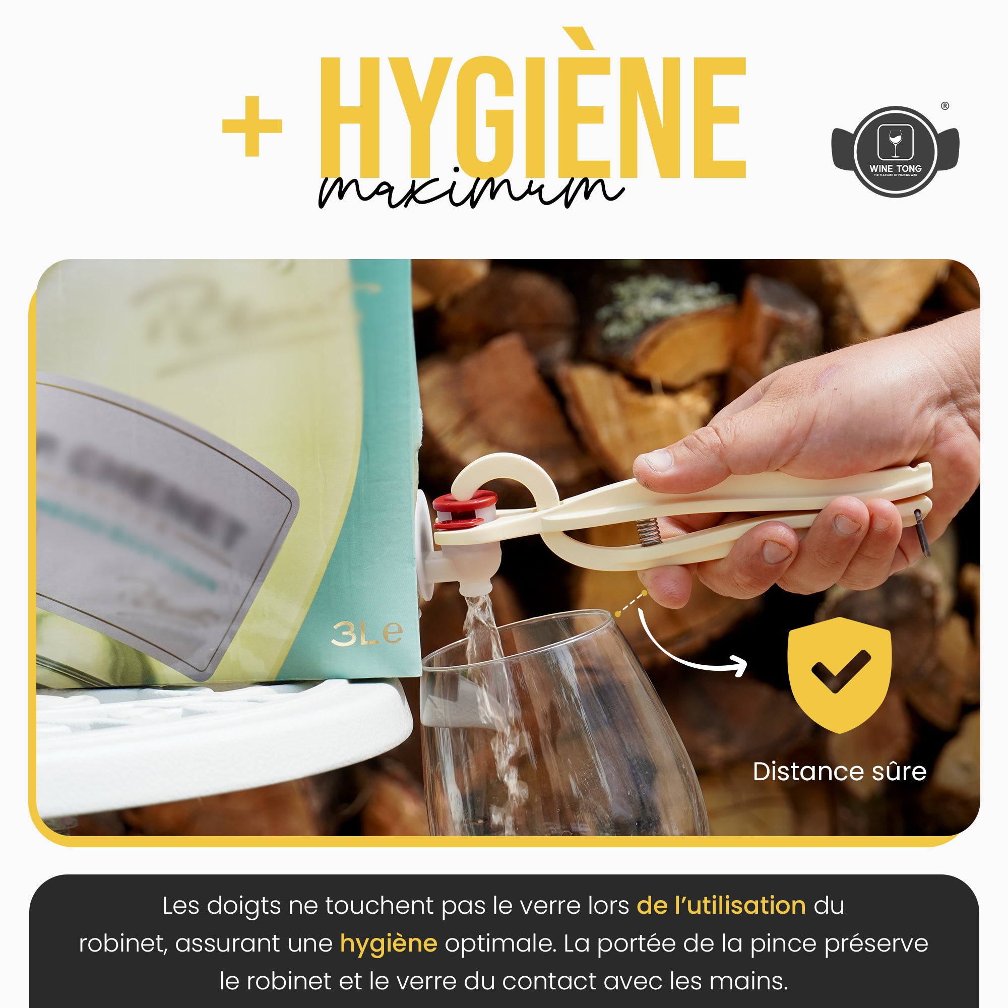 Wine Tong® ECO Noir | Pinces pour servir le vin en Cubi de Vin ou en Bag in Box