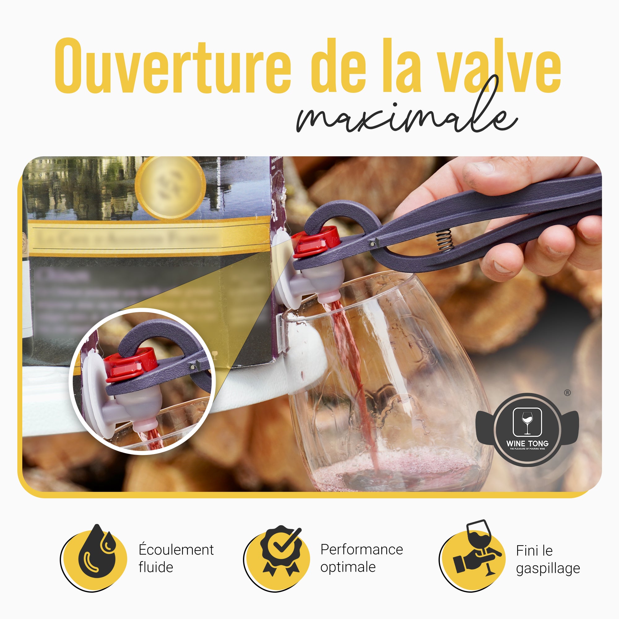 Wine Tong® ECO Noir | Pinces pour servir le vin en Cubi de Vin ou en Bag in Box