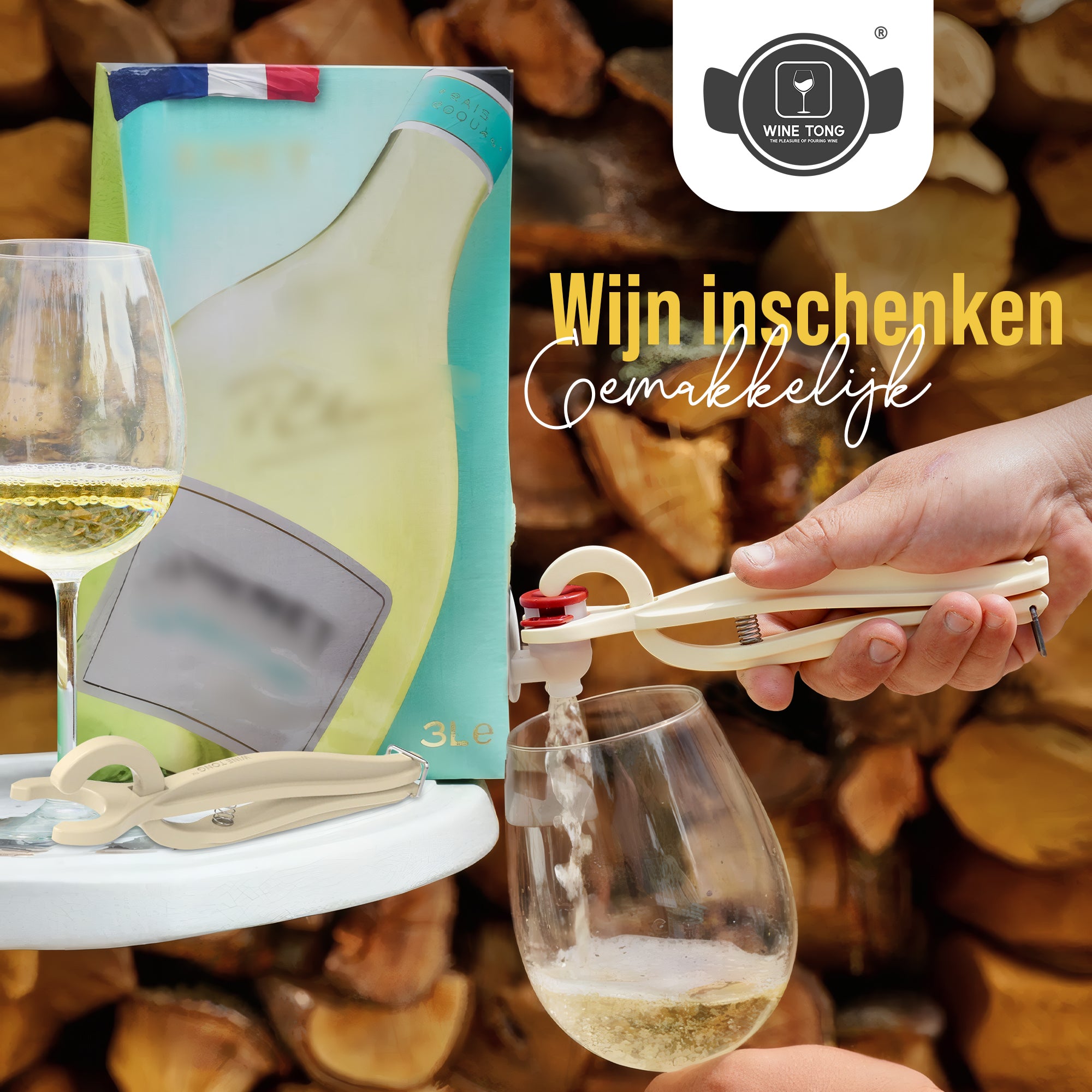 Wine Tong® ECO Burdeaux | Tong voor het schenken van wijn uit een Bag in Box-container
