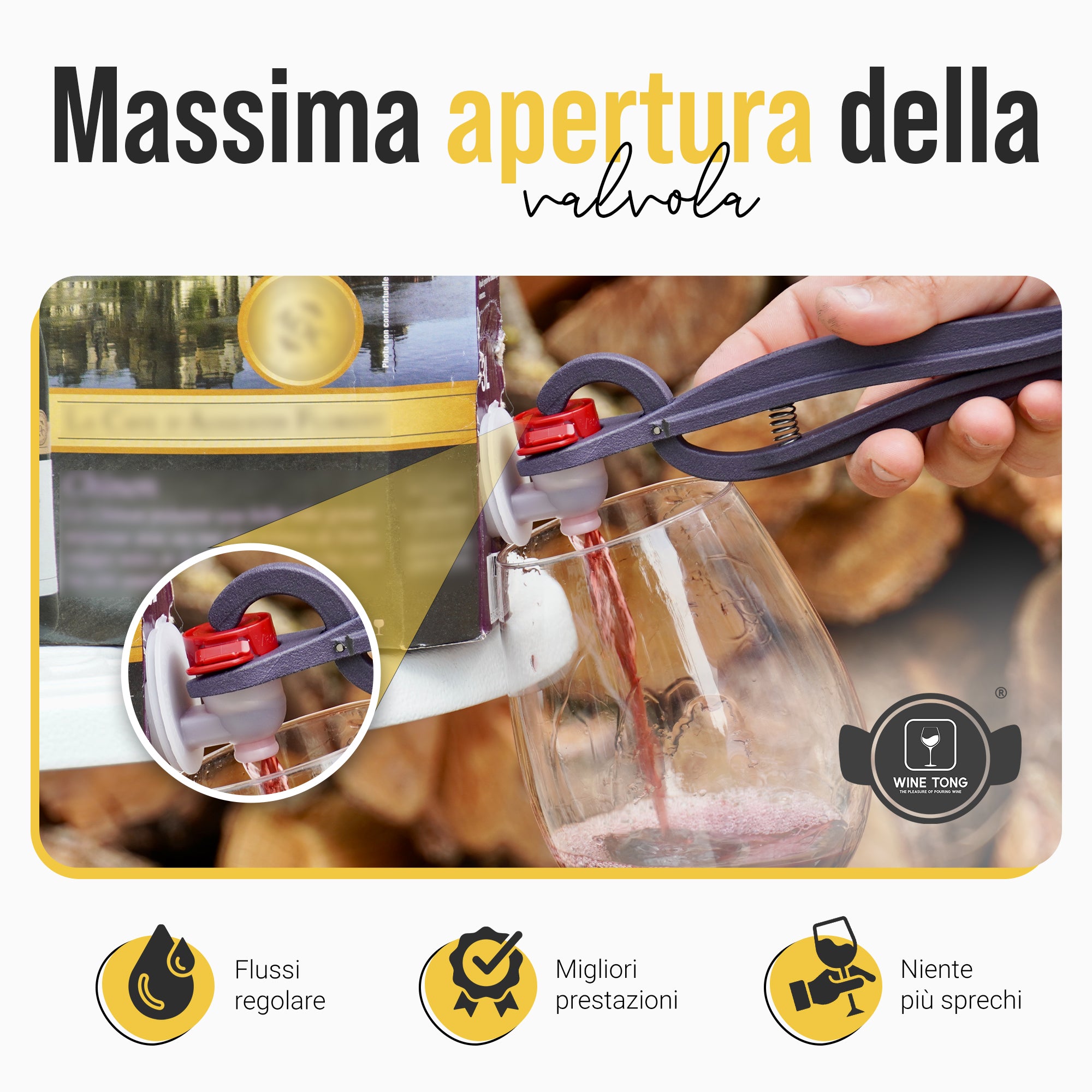 Wine Tong® ECO Nero | Pinza per servire il vino da un contenitore Bag in Box
