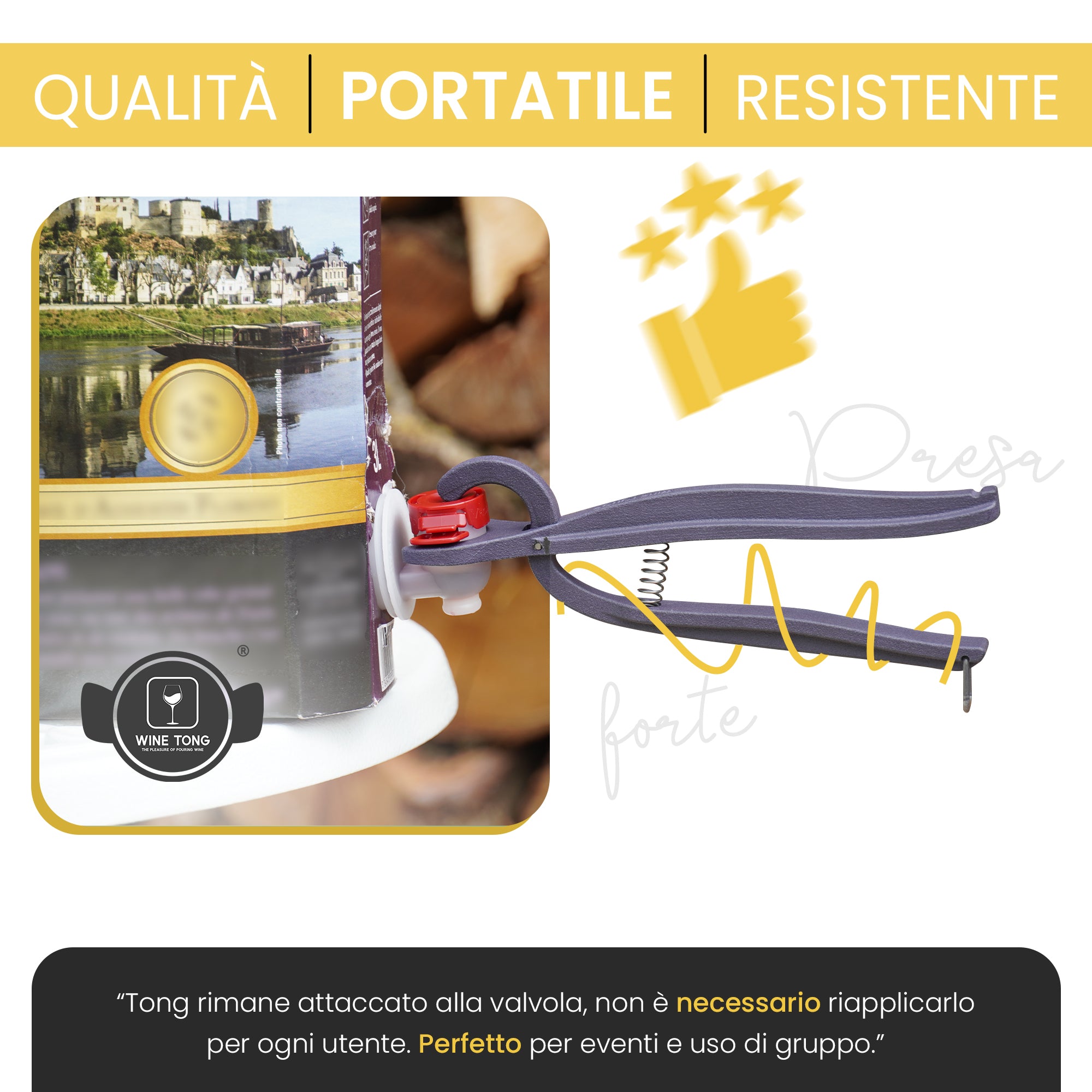 Wine Tong® ECO Nero | Pinza per servire il vino da un contenitore Bag in Box