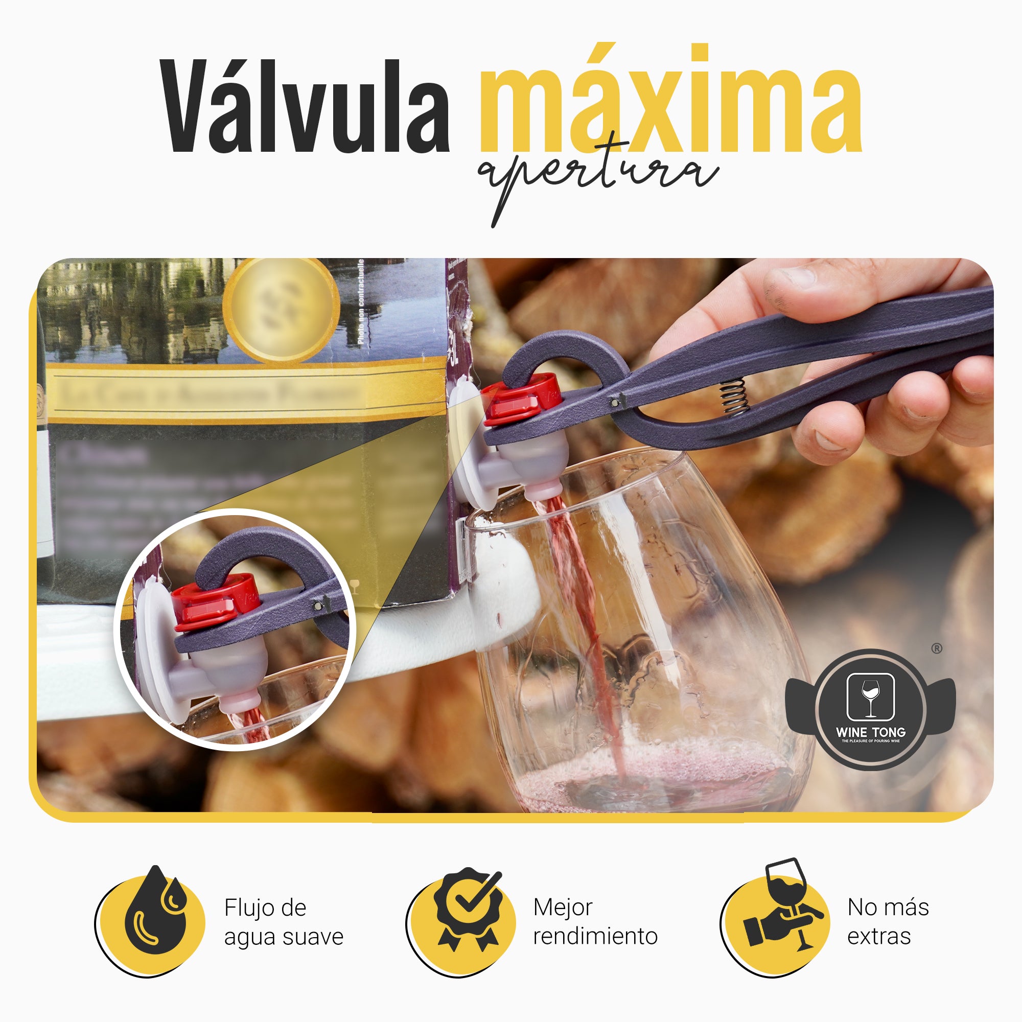 Wine Tong® ECO Burdeos | Pinza para servir vino desde un envase Bag in Box