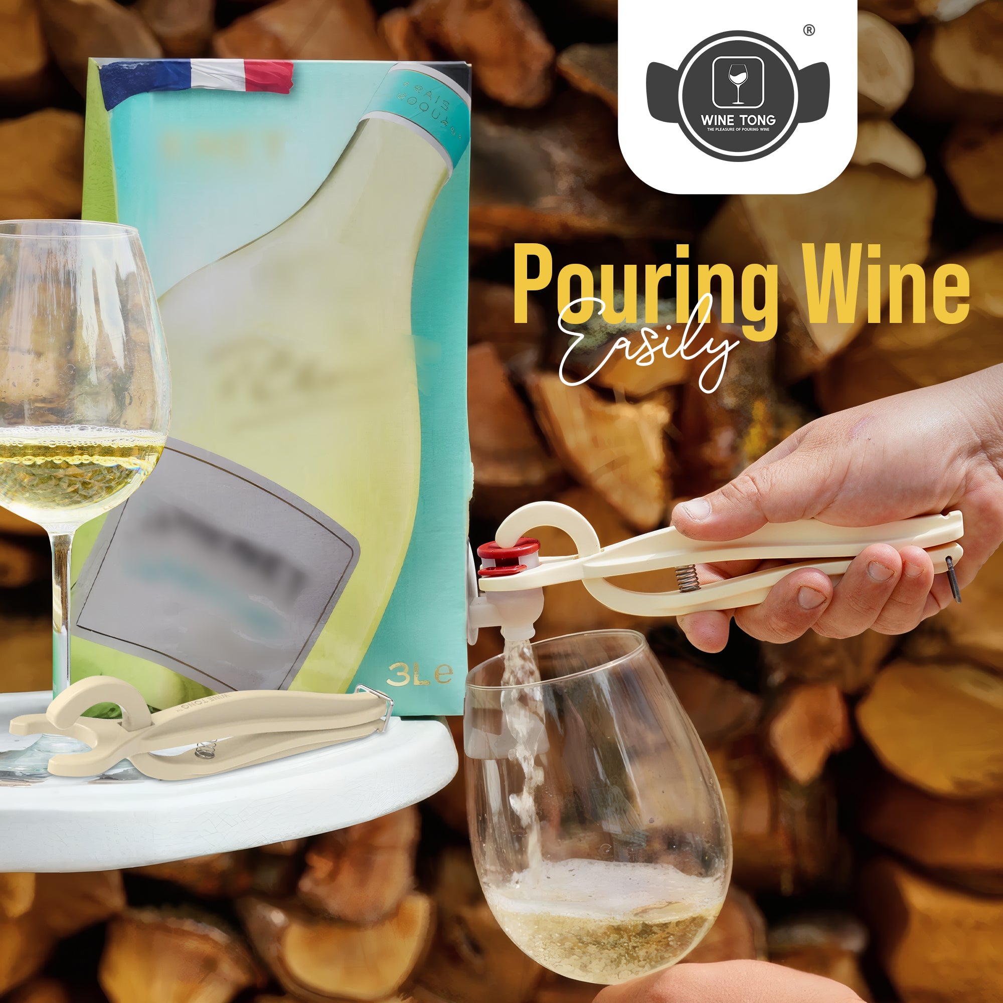 Wine Tong® ECO Ivory | Tong for Pouring Wine from Bag in Box Container