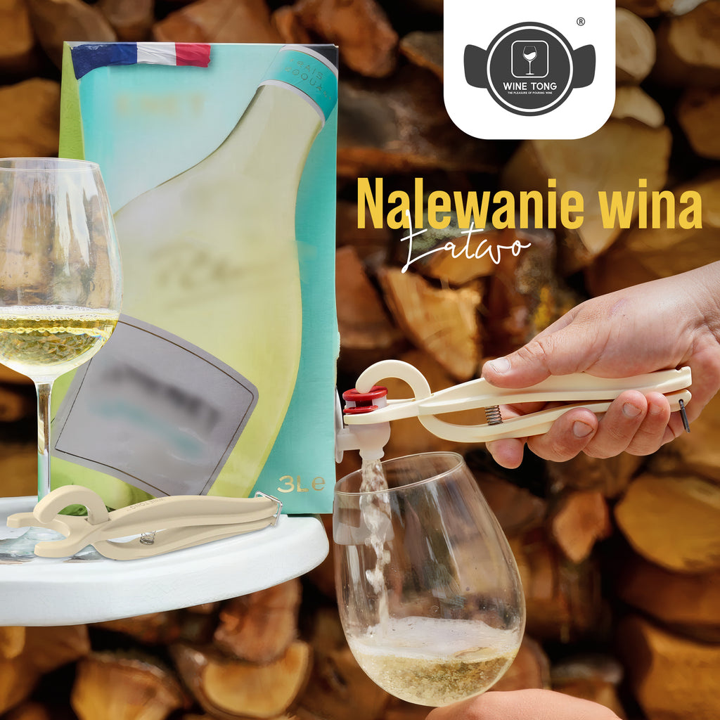 Wine Tong® ECO Biały | Szczypce do nalewania wina z pojemnika typu bag in box