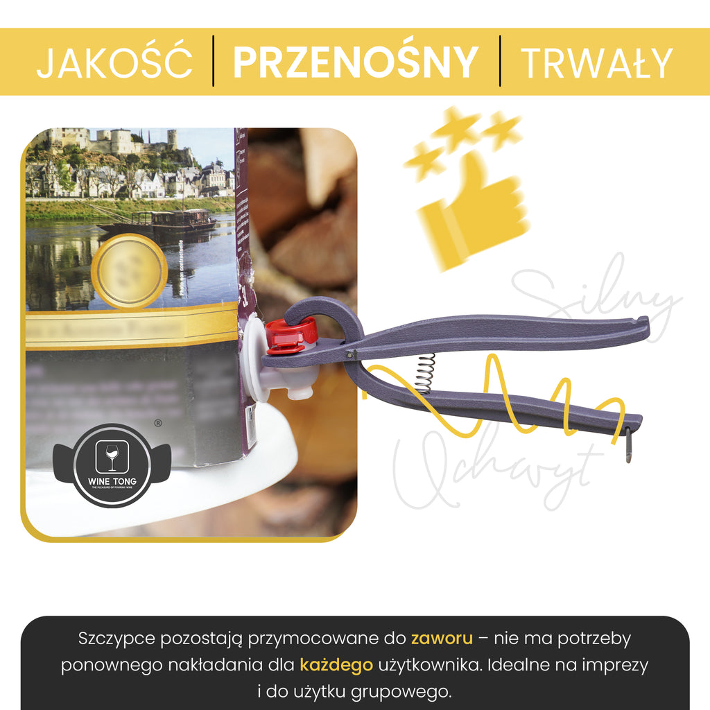 Wine Tong® ECO Biały | Szczypce do nalewania wina z pojemnika typu bag in box